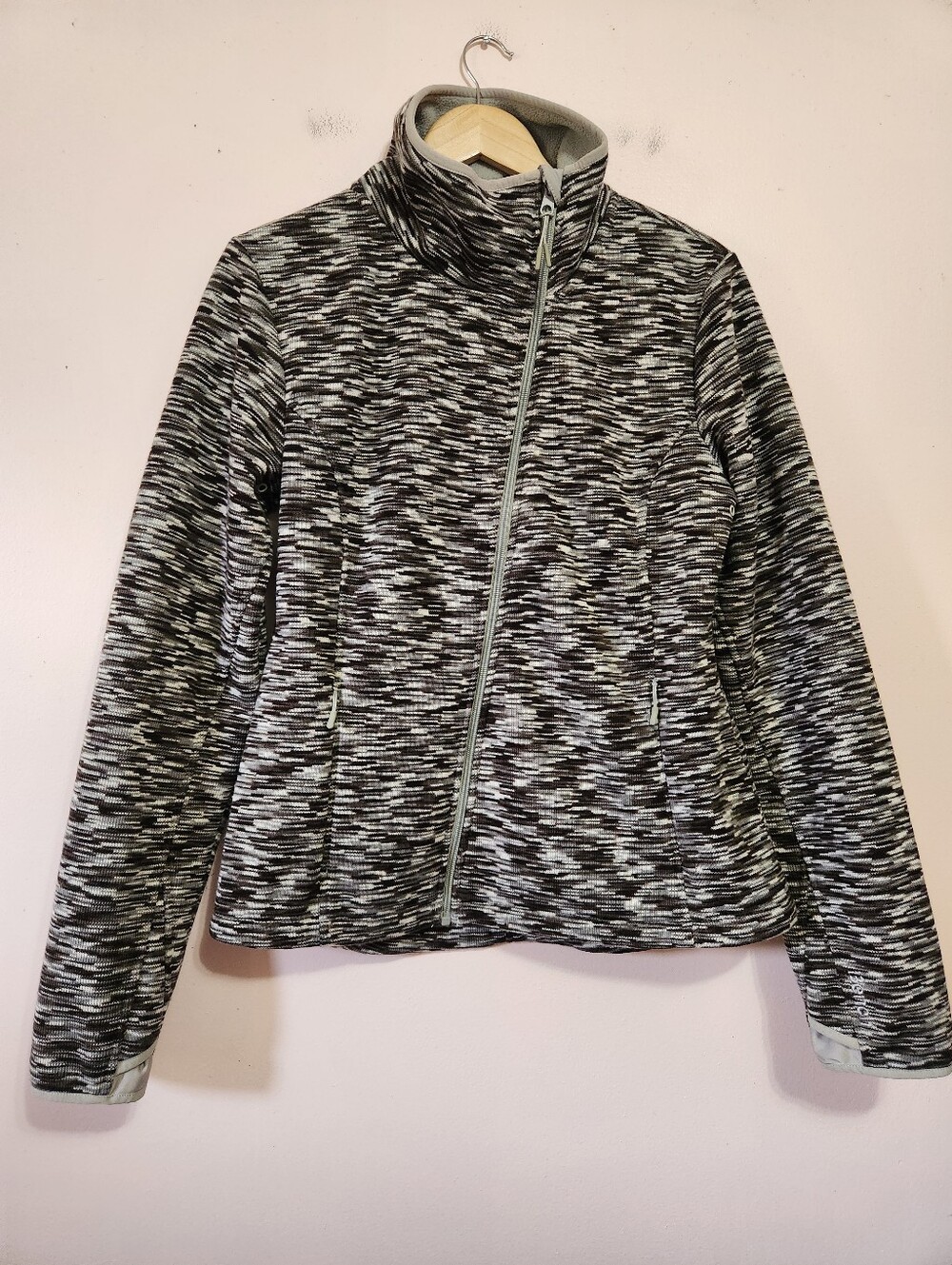 Bench Space Dye Asymmetrical Zip Fleece Lined Moto Knit Jacket Grey XL
